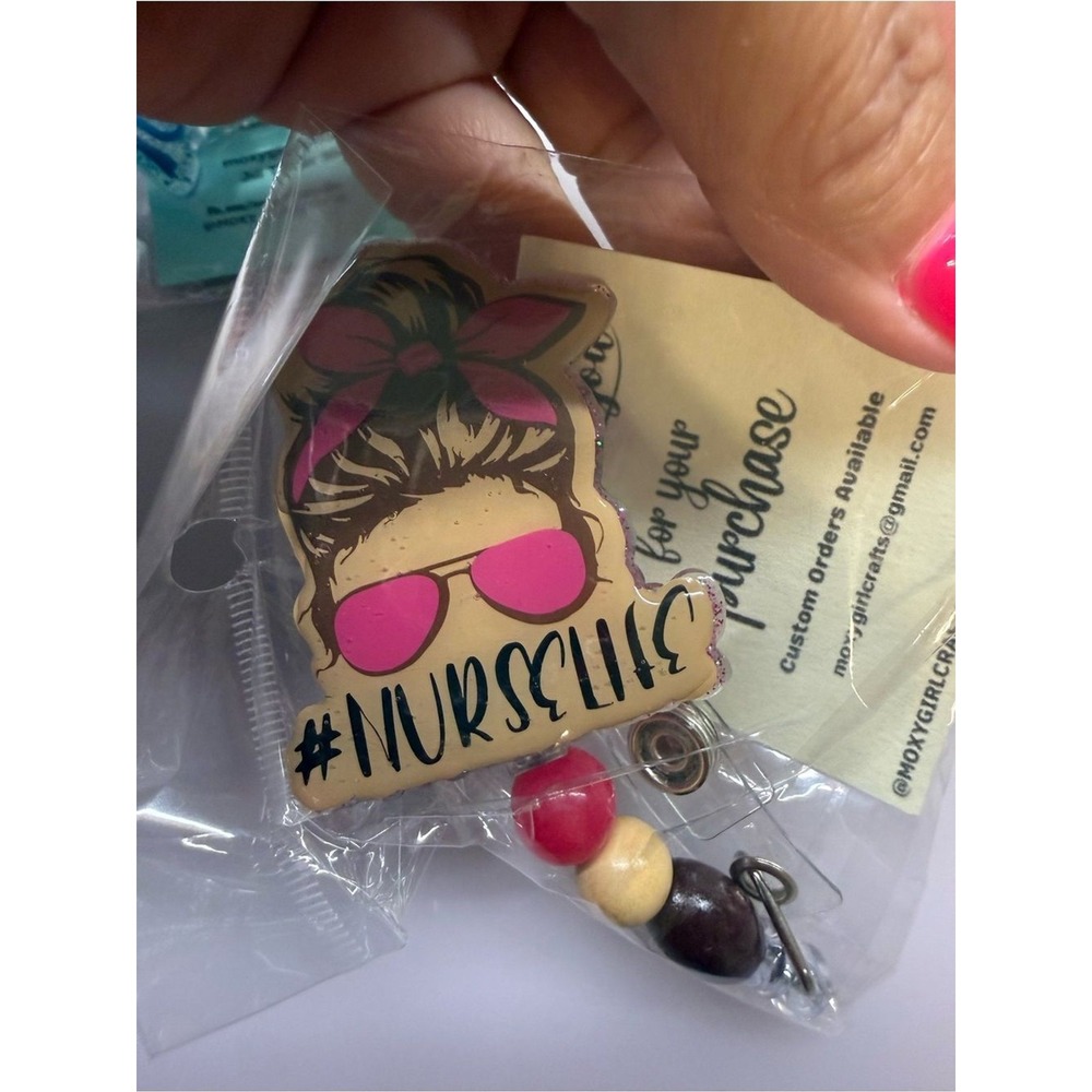 Nurse Life Pink Sunglasses Badge Reel -